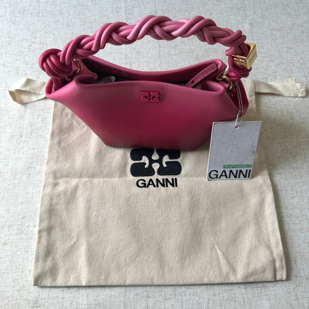 NWT GANNI Bou Bag Mini Gradient in Hot Pink Leather Crossbody - Picture 6 of 16